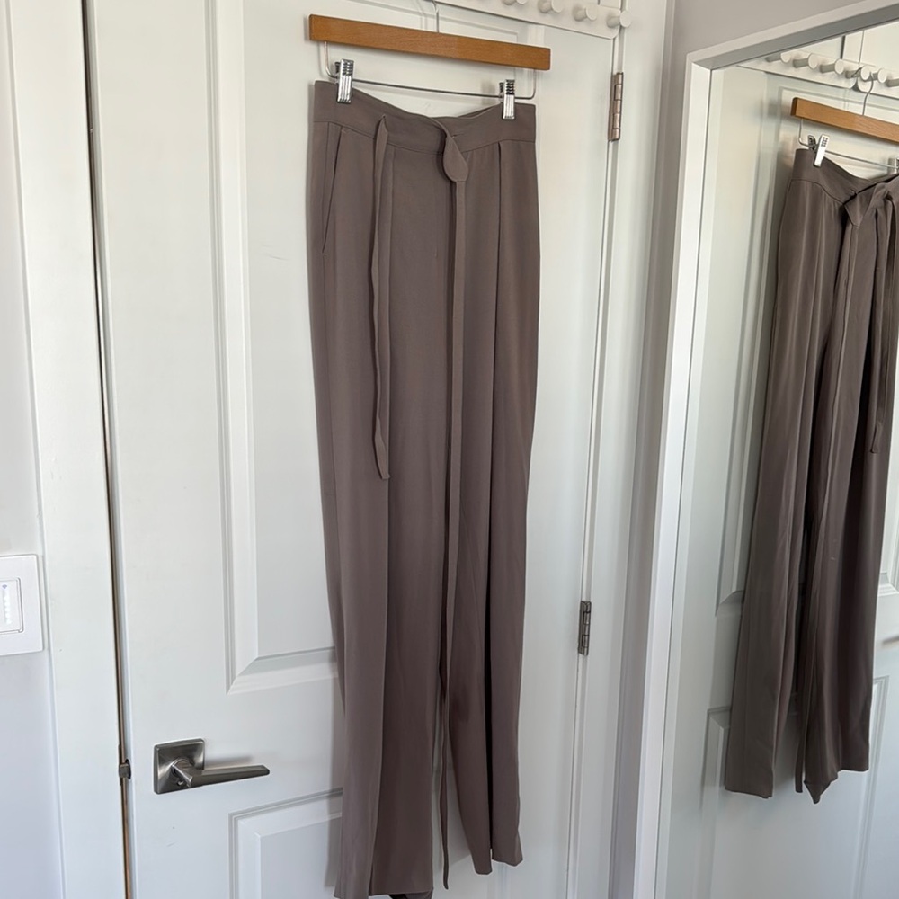 Babaton Taupe Wide-Leg Trousers
